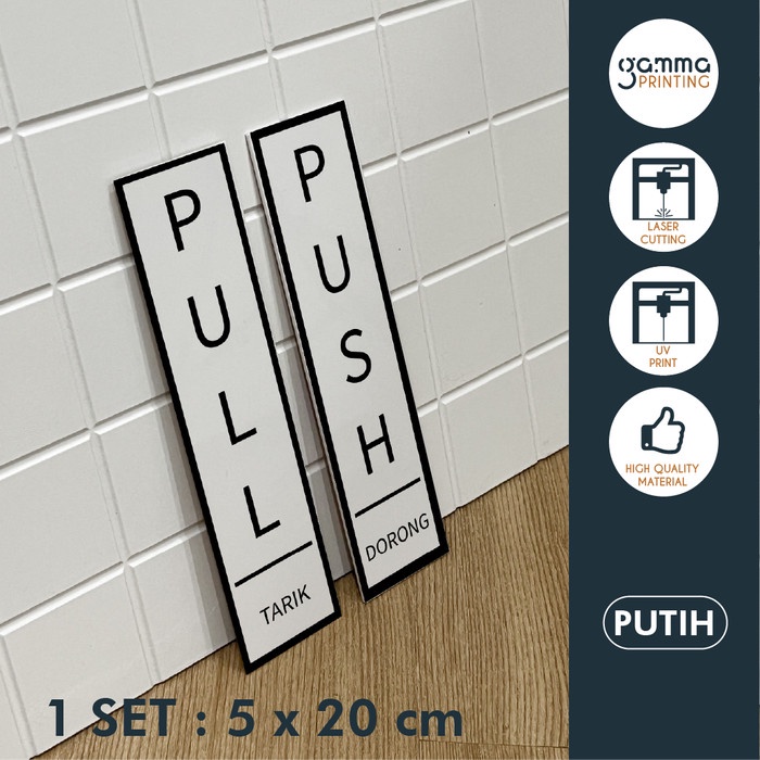 Jual Signage Push Pull Acrylic Hitam Putih Pintu Dorong Tarik Papan