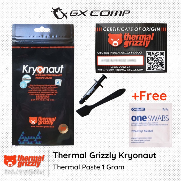 Jual Thermal Grizzly Kryonaut Thermal Paste 1 Gram Jamin ASLI 100