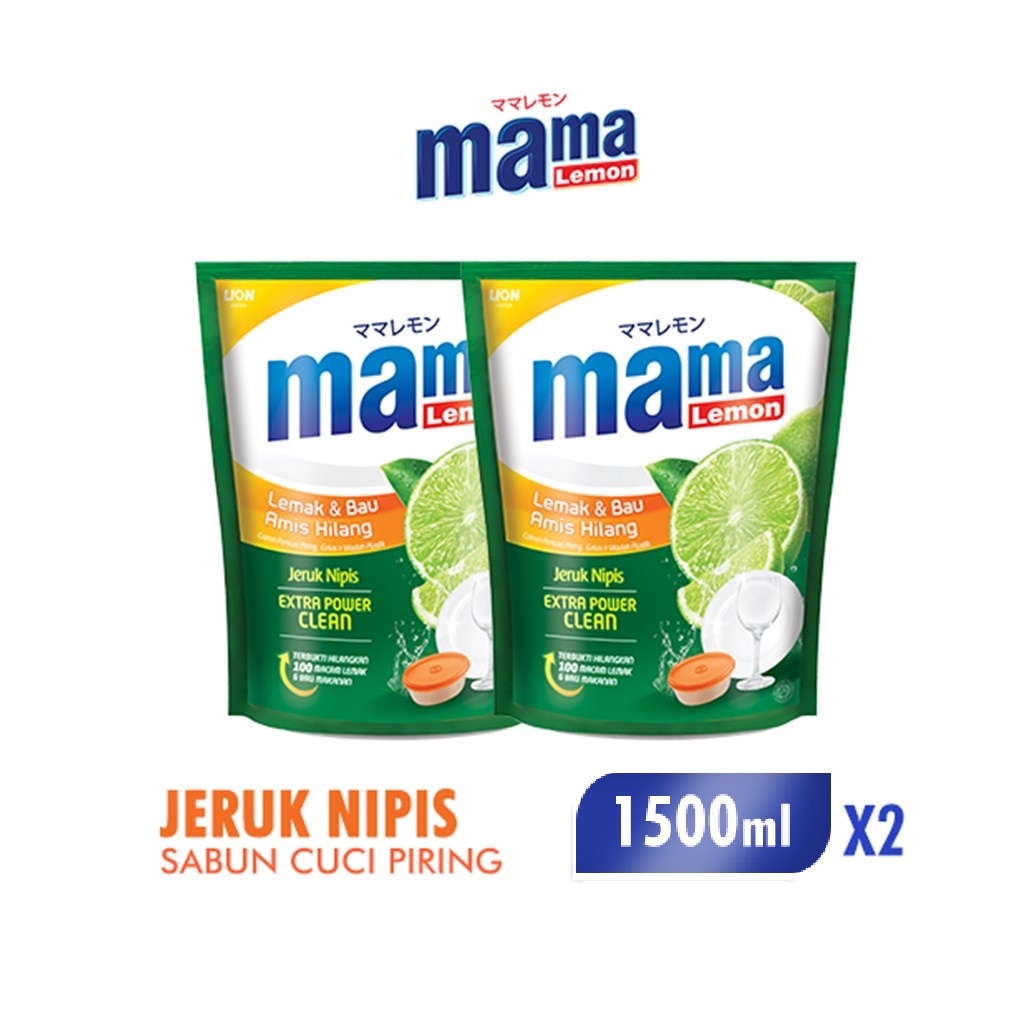 Jual Mama Lemon Sabun Cuci Piring Jeruk Nipis Pouch 1500 Ml X2 Shopee