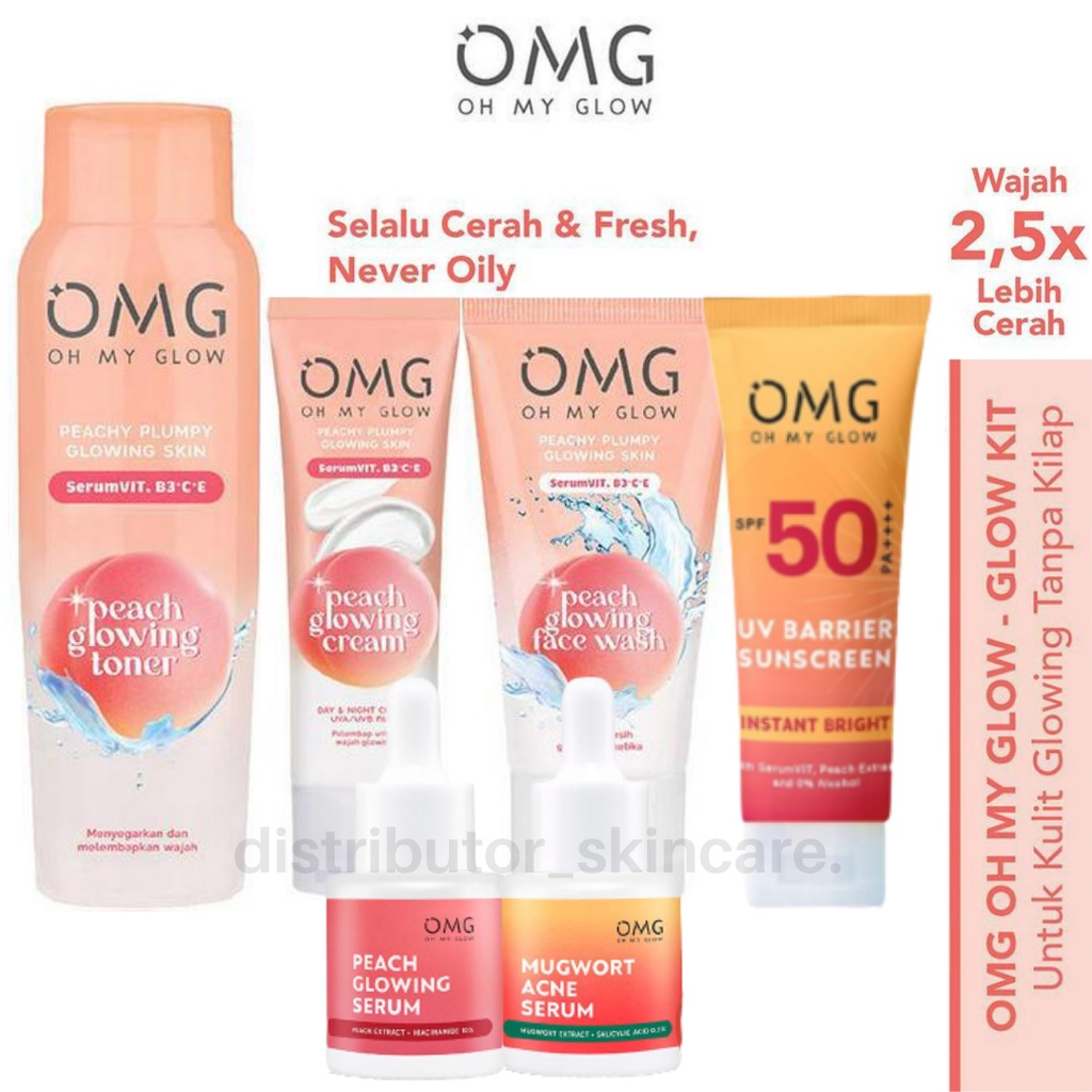 Jual Omg Peach Glowing Series Face Wash Face Toner Cream Oh My