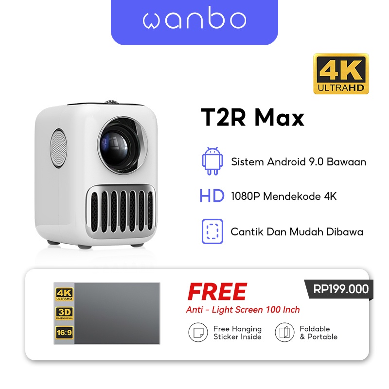 Jual Wanbo T R Max Smart Projector Ansi Lumens P Decode K