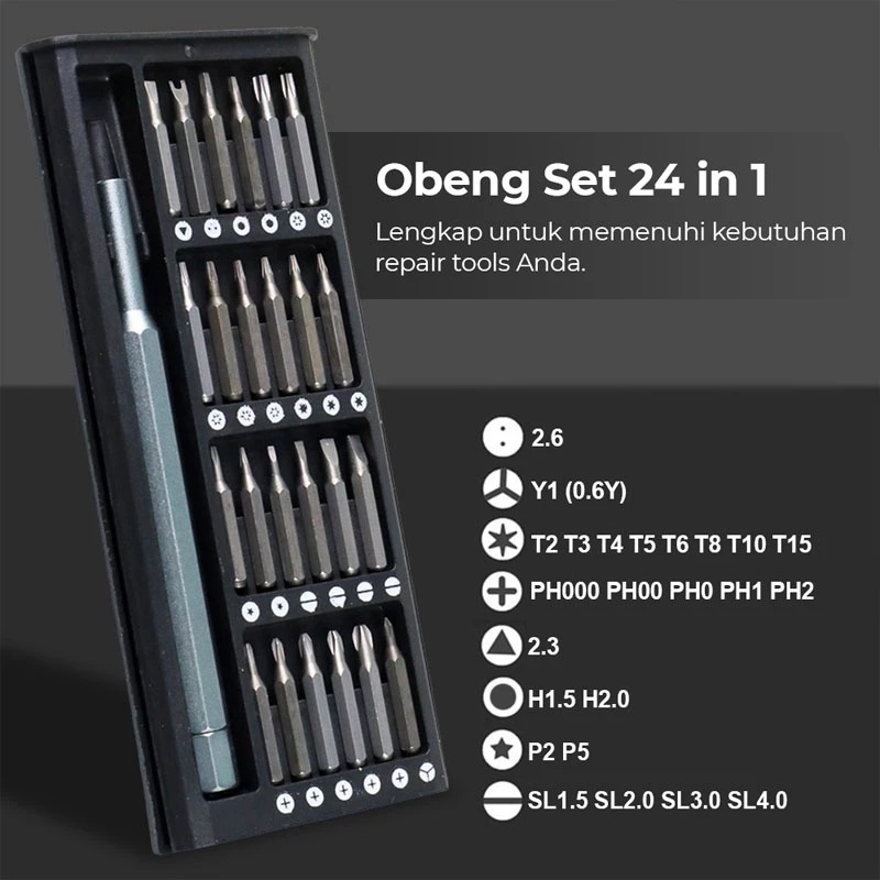 Jual Obeng Set 24in1 Obeng Magnet Multifungsi Isi 24 Screwdriver Set 24