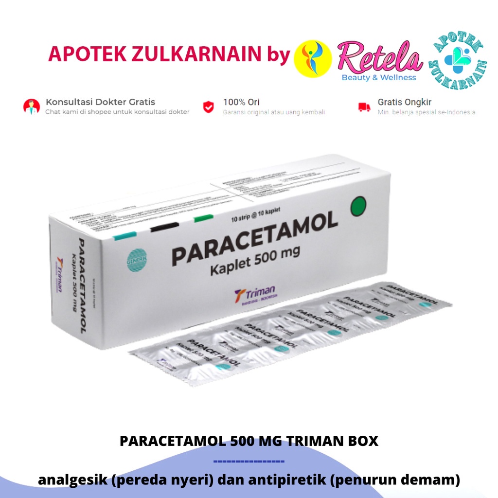 Jual Paracetamol Triman Mg Box Kaplet Shopee Indonesia