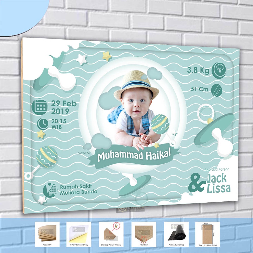 Jual Papan Nama Bayi Baru Lahir X Cm R Cetak Foto Bayi Custom