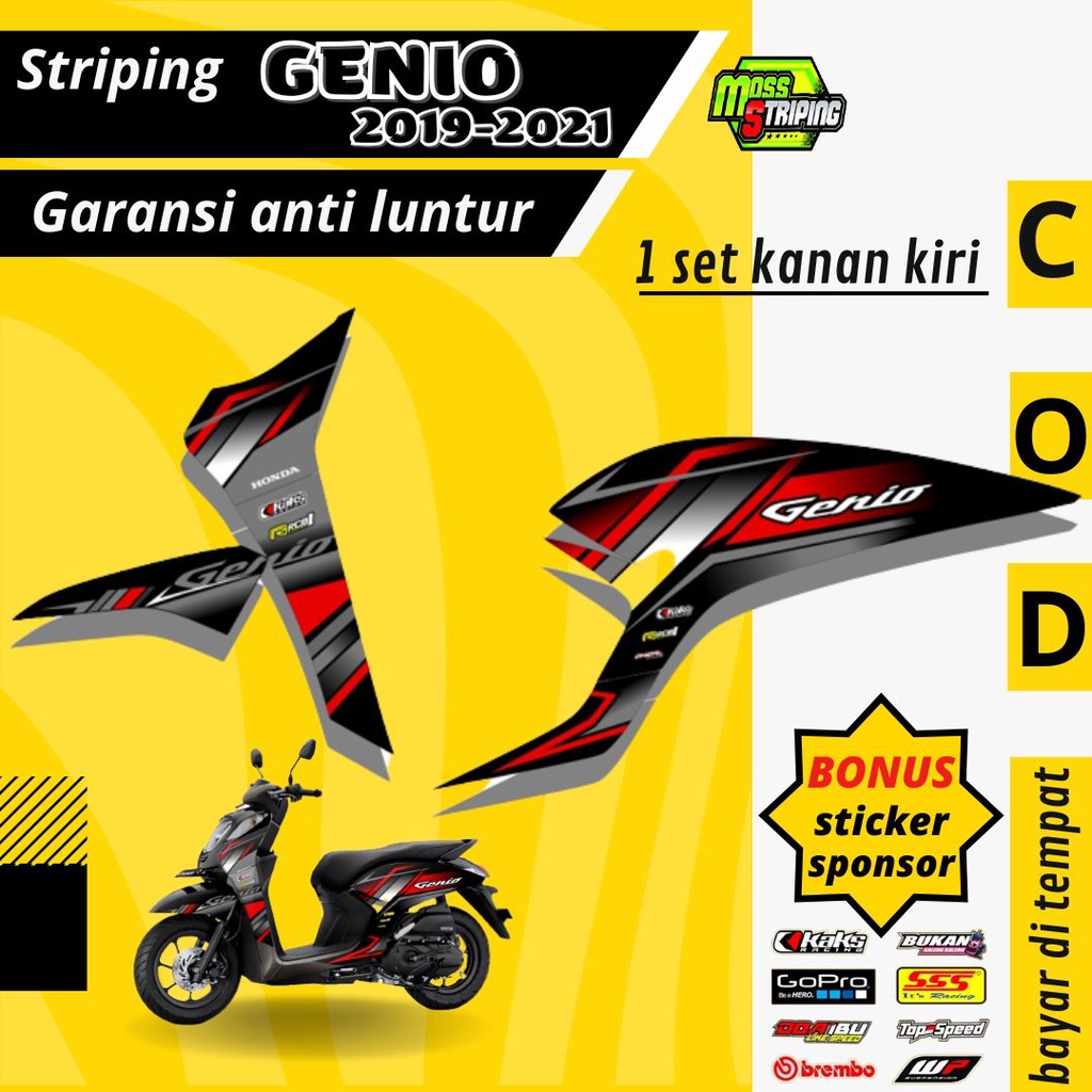 Jual Striping Stiker Lis Decal Motor Honda Genio CBS CB ISS 2019 2020