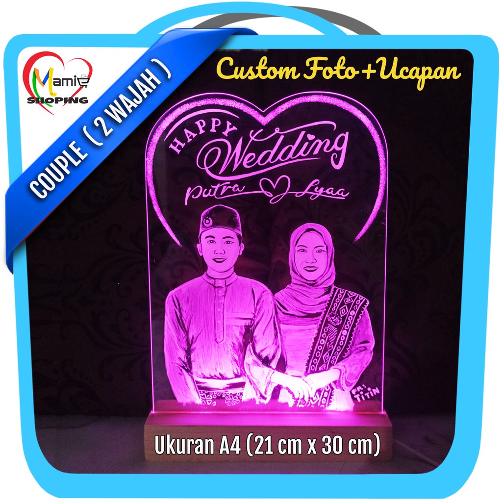 Jual Cod Lampu Led Akrilik Custom Foto Ucapan Kado Hadiah Souvenir