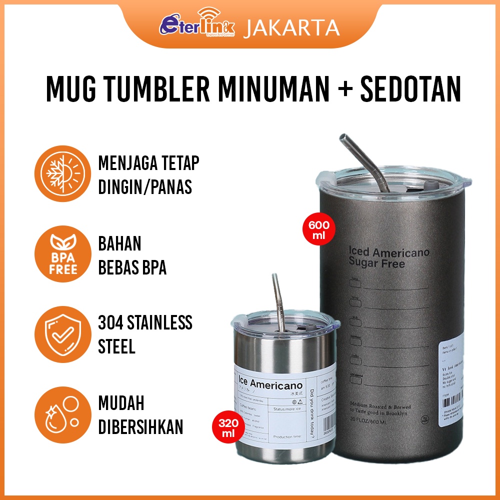 Jual New Tumblr Aestetik Free Sedotan Mug Cangkir Kopi Cup Insulasi