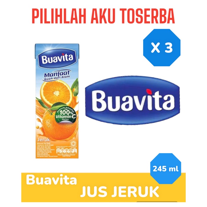 Jual BUAVITA ORANGE Jus Jeruk 245 Ml HARGA 3 Pcs Shopee Indonesia