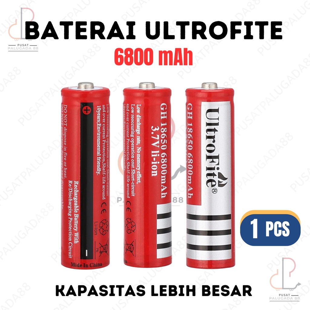 Jual Baterai Ultrafire Swat 18650 Button Top Rechargeable Lithium