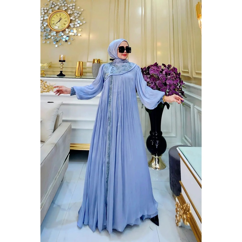 Jual Cod Ariana Dress Maxy Gamis Muslim Wanita Matt Santorini Polos