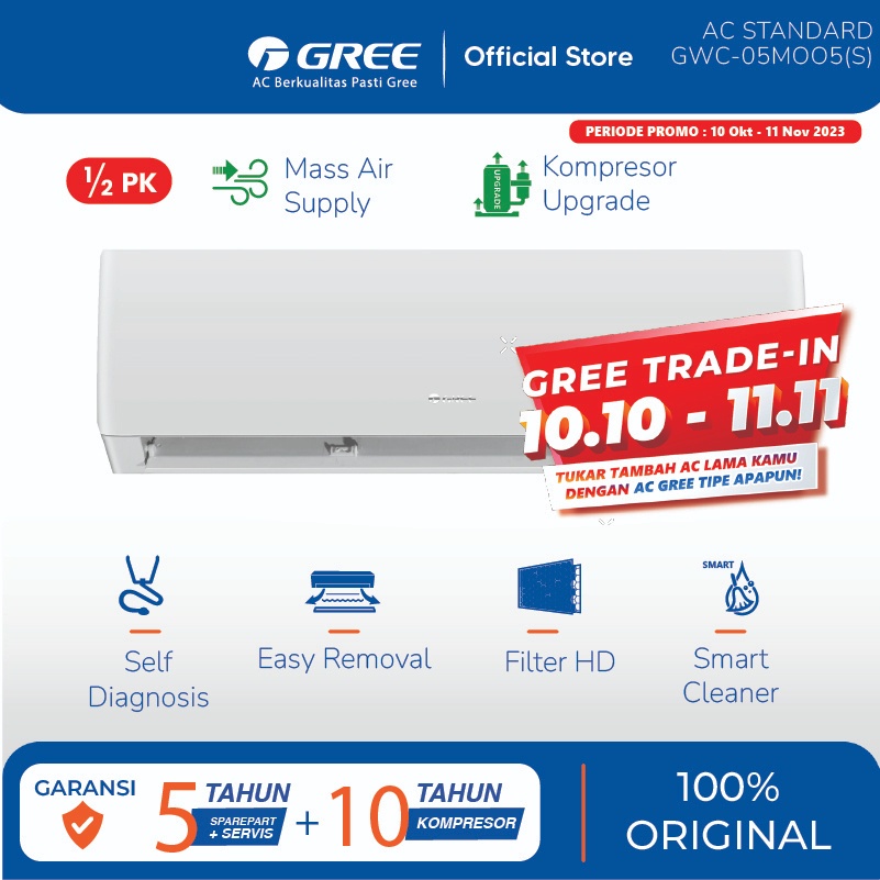 Jual GREE AC STANDARD MOO5S Series AC 1 2 PK GWC 05MOO5 S