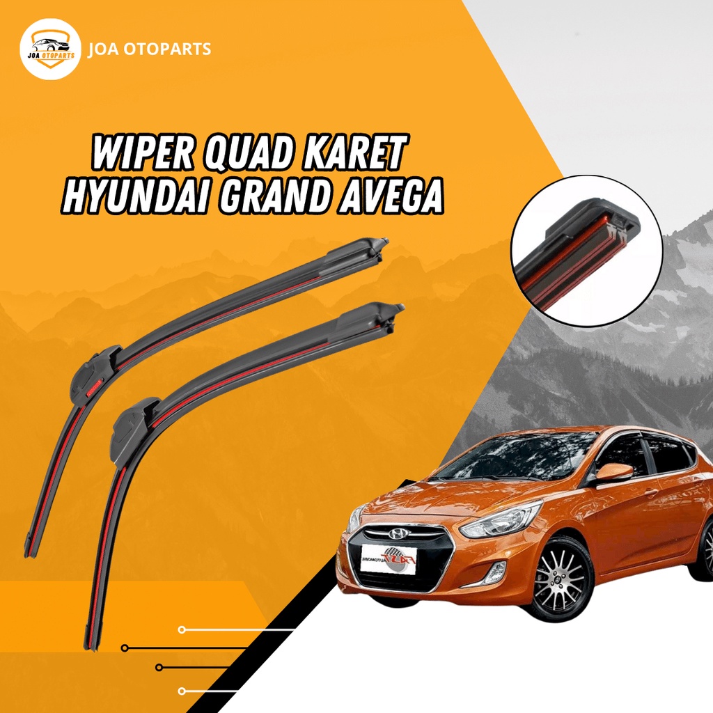 Jual Wiper Quad Karet 4 Lapis Karet Hyundai Grand Avega Frameless Model