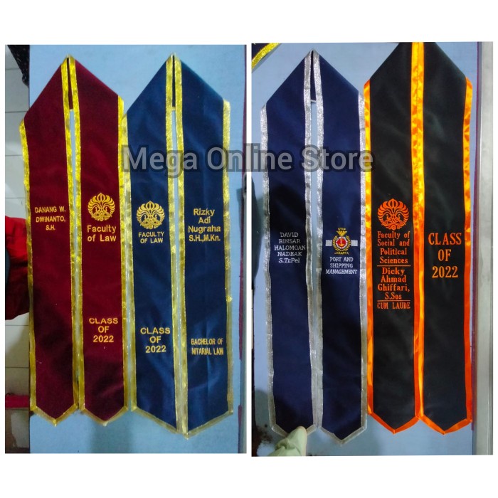 Jual SASH WISUDA SELEMPANG LEHER CLASS OF 2021 2022 KAIN BLUDRU Hitam