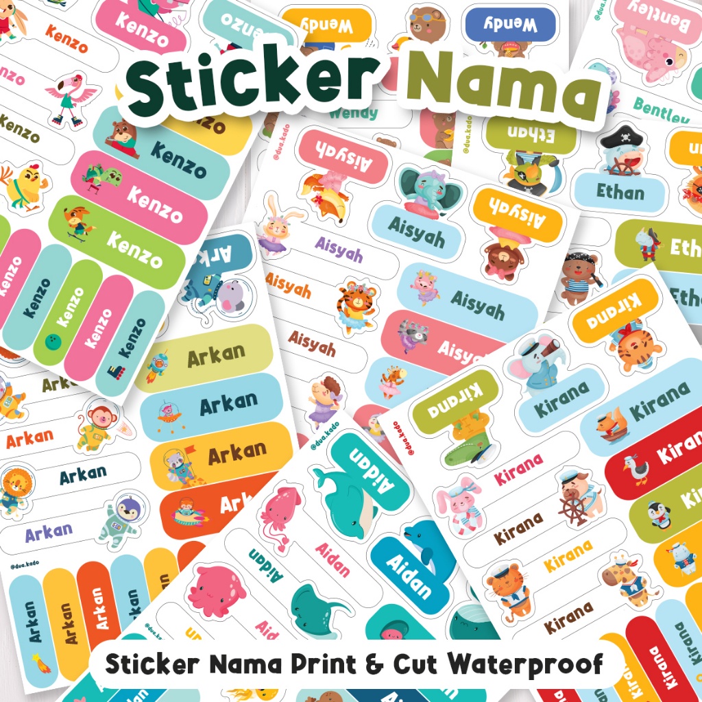 Jual Label Nama Waterproof All In One Stiker Nama Tumbler Kotak