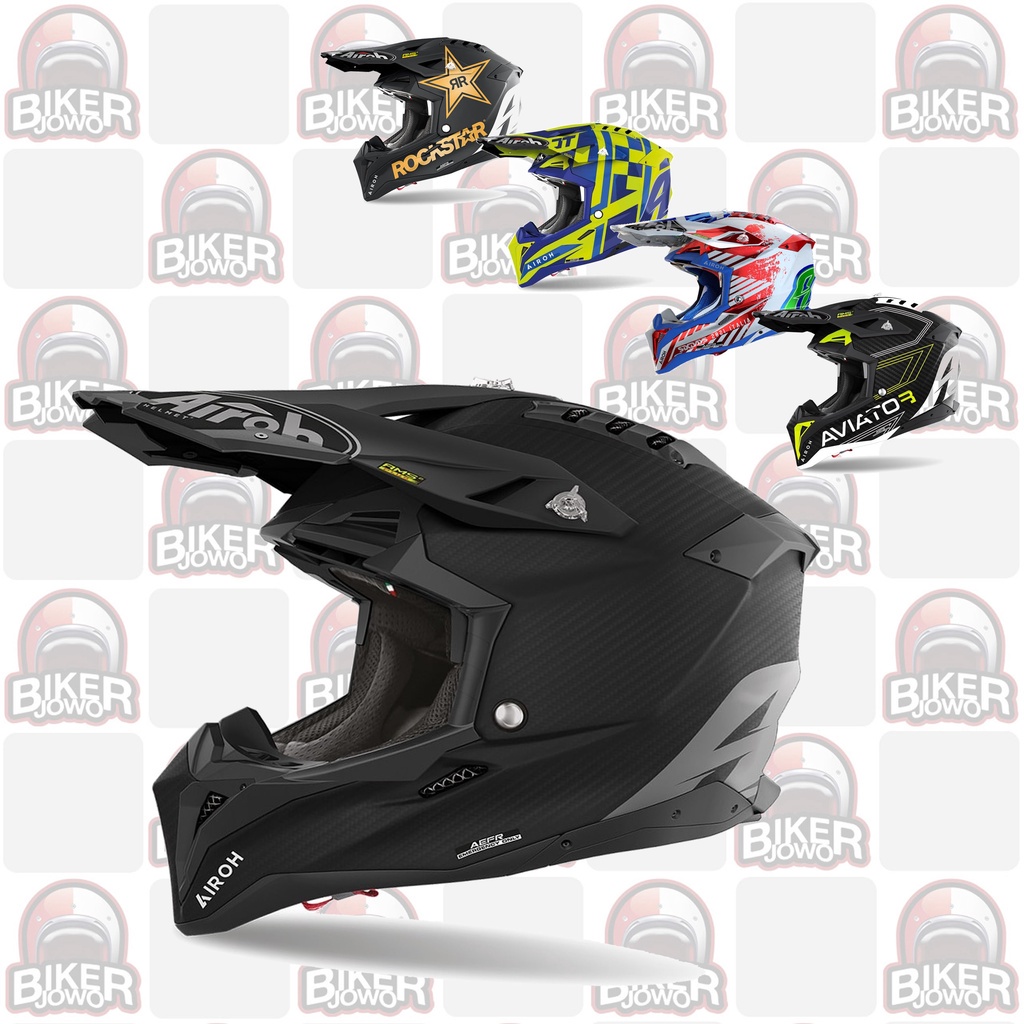 Jual Helm Cross Airoh Aviator 3 Matt Black Rockstar Six Days Primal