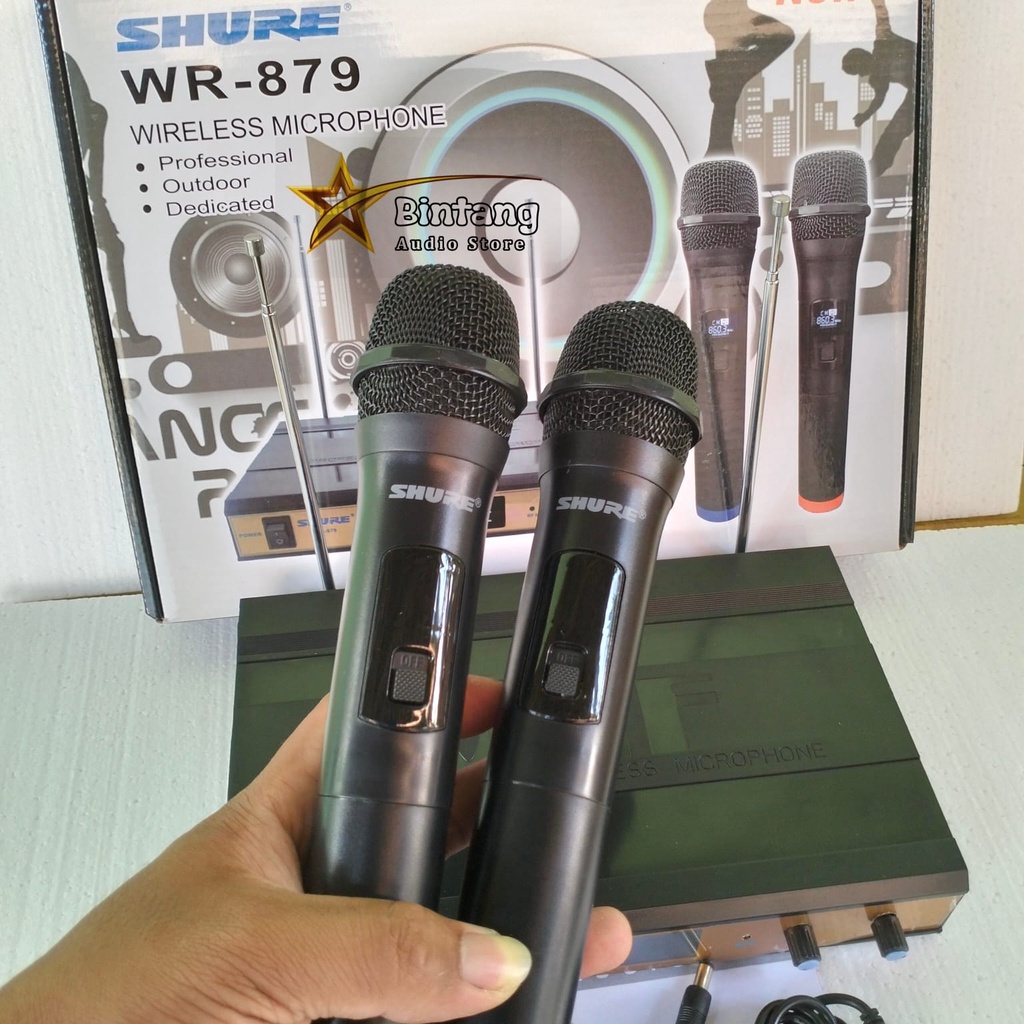 Jual Mic Wireless WR 879 VHF Microphone Nirkabel Cocok Untuk Vocal