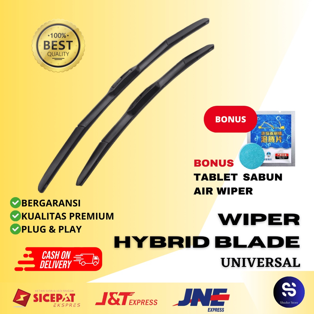 Jual Wiper Hybrid Blade Universal 1 Set Kiri Dan Kanan Untuk Semua Tipe