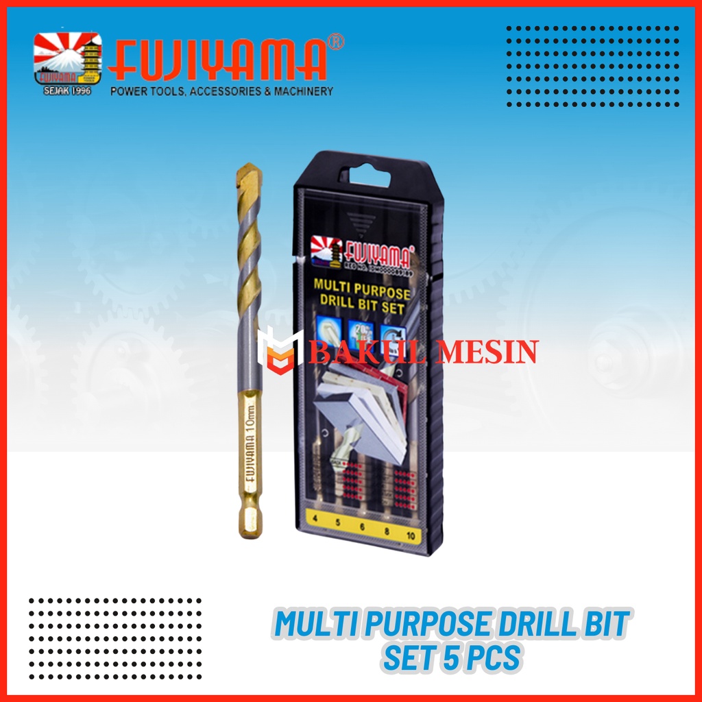 Jual FUJIYAMA Multi Purpose Besi Kayu Beton Granit Mata Bor Drill Set 5