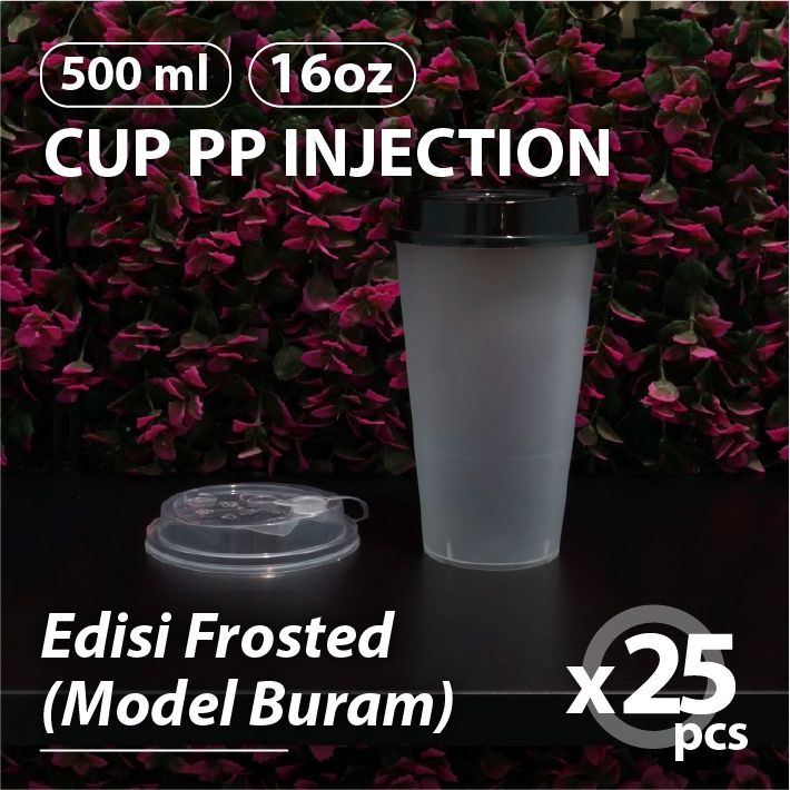 Jual Pak Isi 25 Pcs Cup 16oz Frosted Injection Gelas Plastik PP