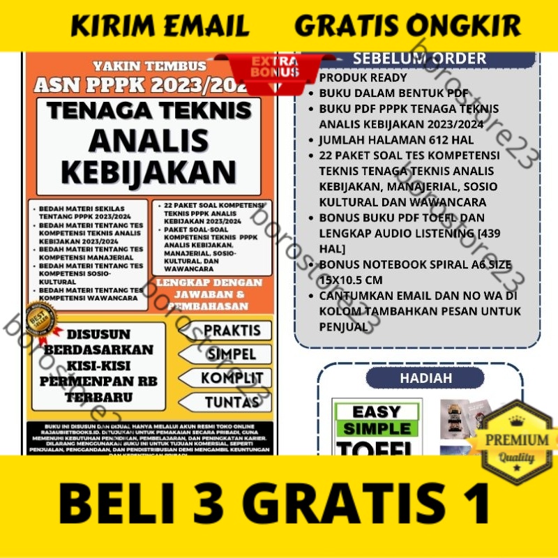 Jual BLI 3 BONS 1 BUKU YAKIN TEMBUS ASN PPPK ANALIS KEBIJAKAN TENAGA