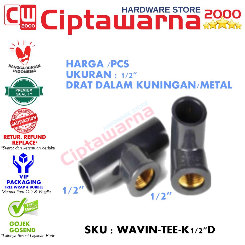 Jual Wavin Rucika Fitting Pipa Aw Faucet Tee Drat Dalam Inch