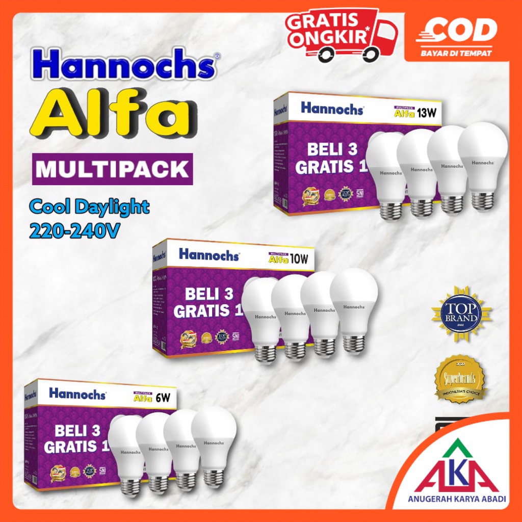 Jual Paket 4 Pcs HANNOCHS Alfa Multipack Bohlam Lampu LED 6 10 13