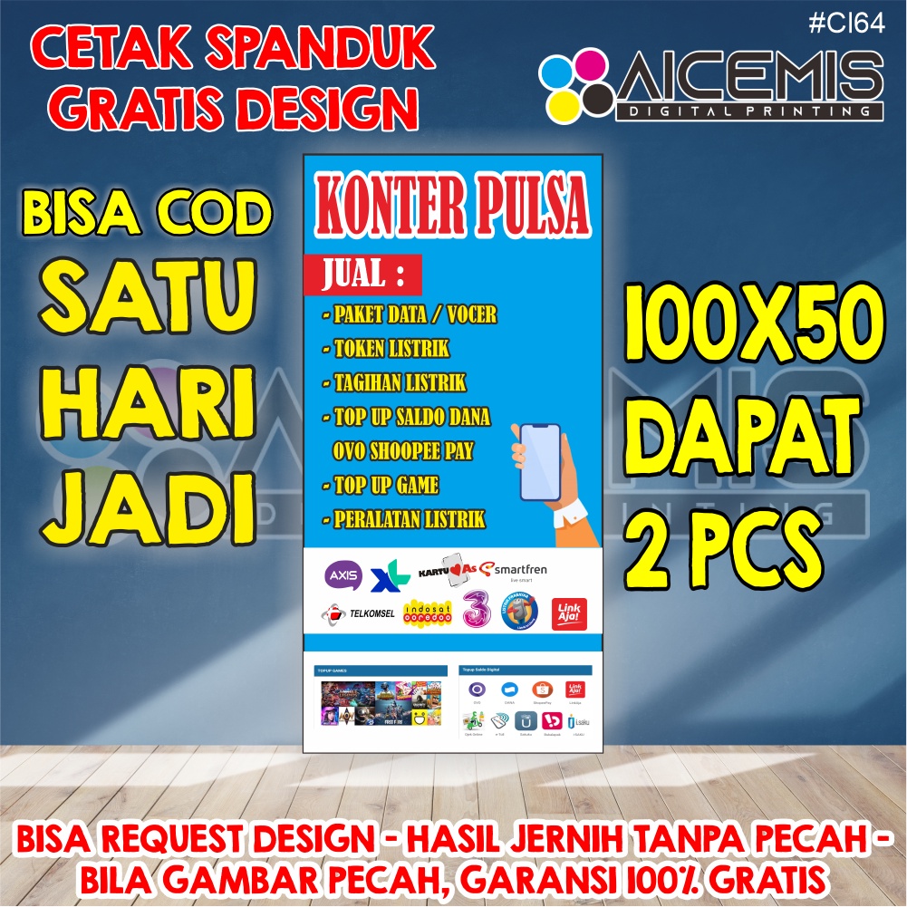 Jual Spanduk Hari Jadi Spanduk Banner Etalase Konter Pulsa