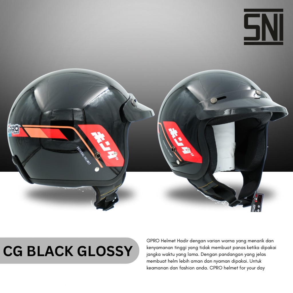 Jual Helm Bogo Retro Dewasa Helem Retro SNI Motif Zen Hitam Vintage