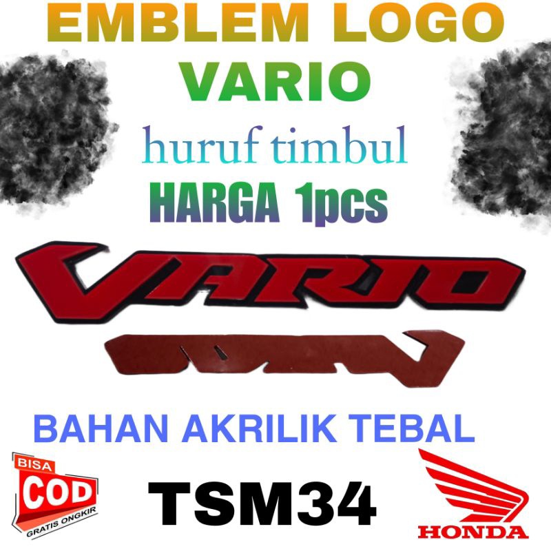 Jual Emblem Logo Vario Huruf Timbul Bahan Akrilik Tebal Honda Vario