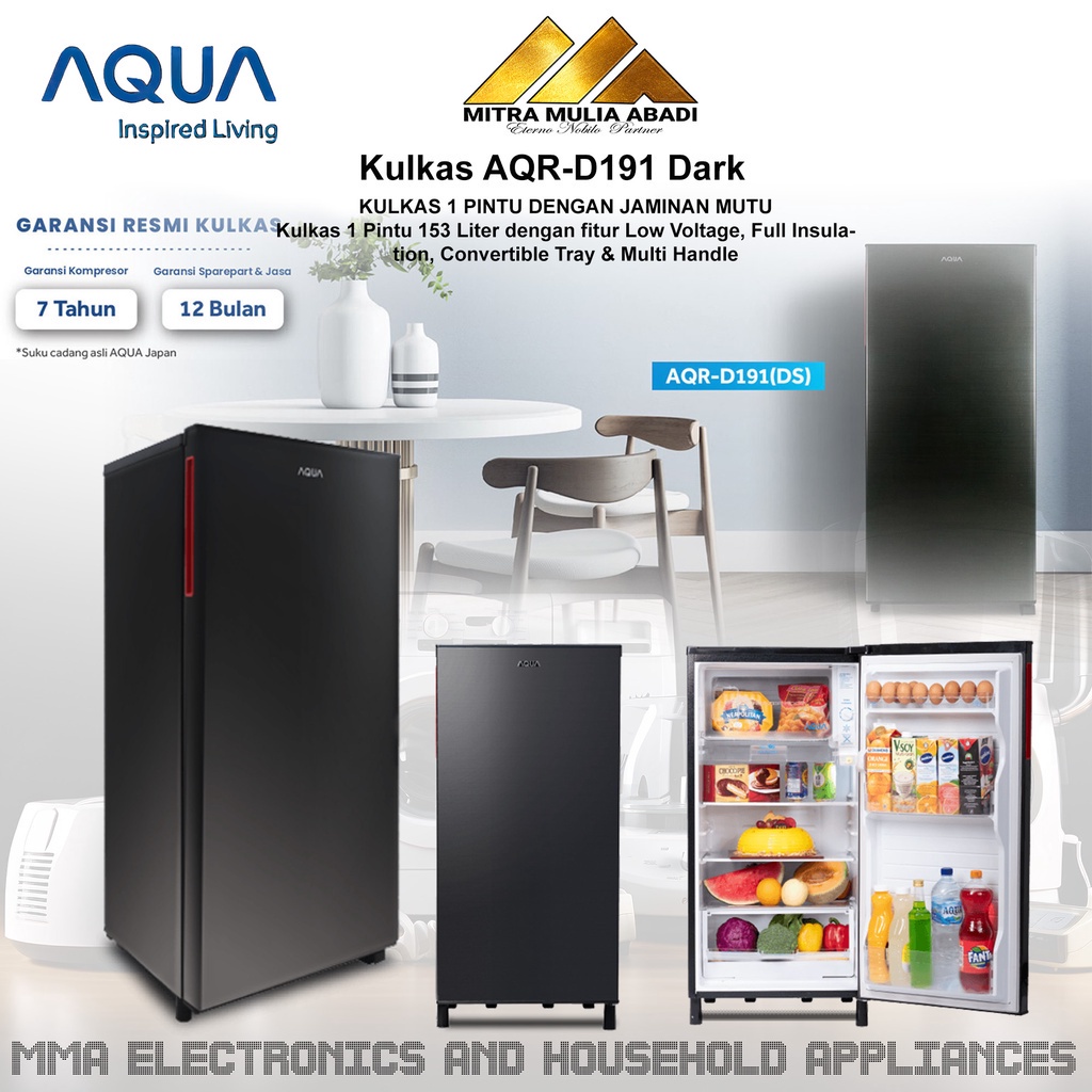 Jual Kulkas Aqua Pintu Aqr D Ds Low Watt Big Freezer Shopee