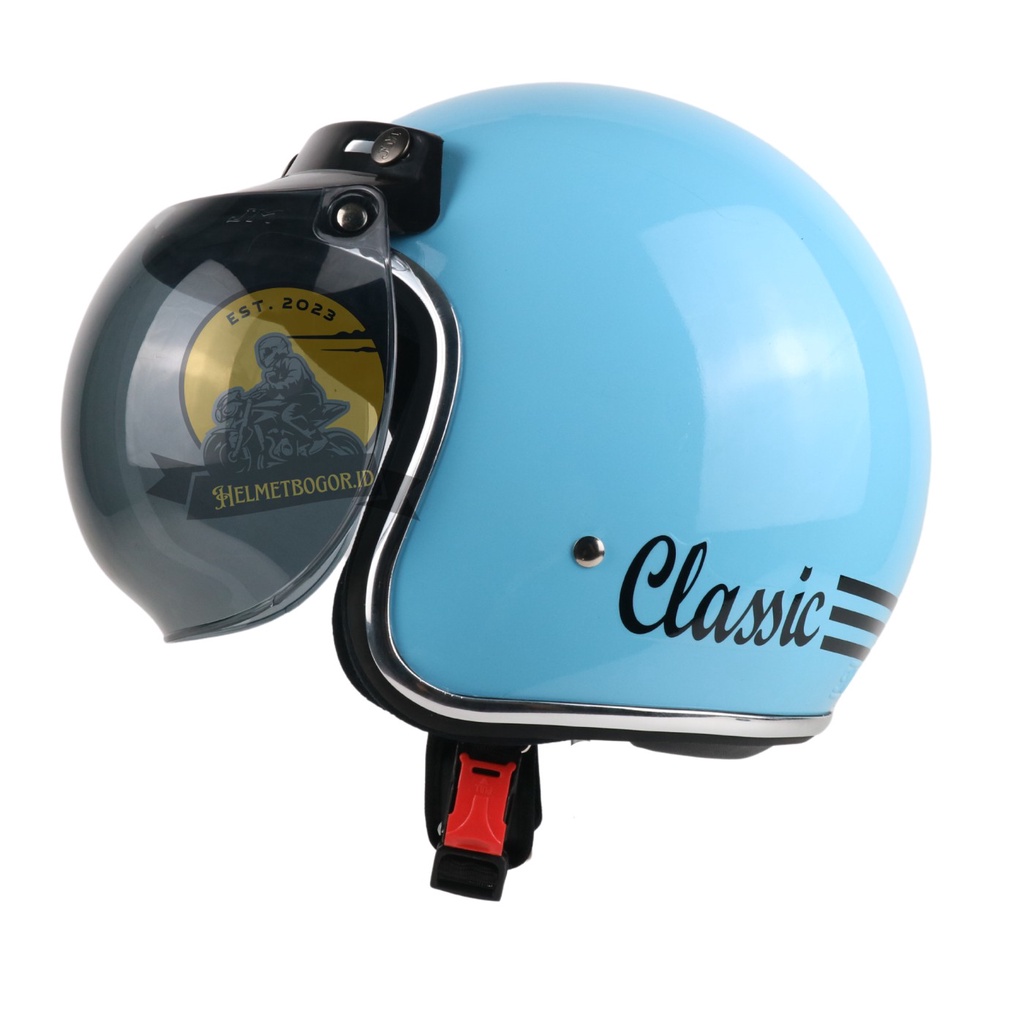 Jual Helm Bogo Retro Dewasa SNI Classic List Chrome Free Aksesoris Kaca