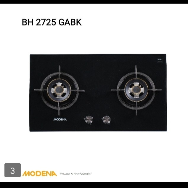 Jual MODENA BH2725GABK Kompor Gas Tanam 2 Tungku Safety Gas BH 2725