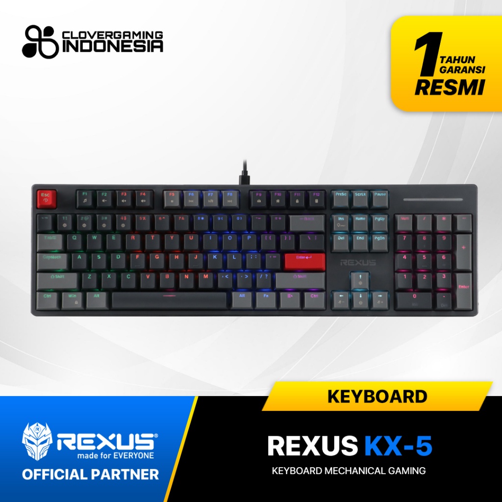 Jual Rexus KX5 KX 5 Heroic Series RGB Gaming Mechanical Keyboard KX 5