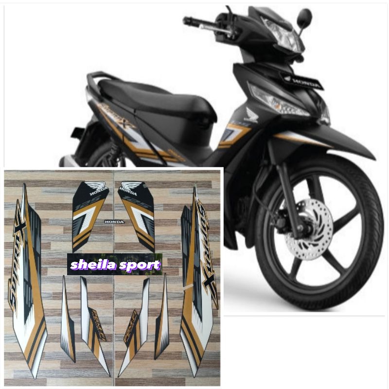 Jual Striping Stiker Honda Supra X Fi Gold Hitam Tahun