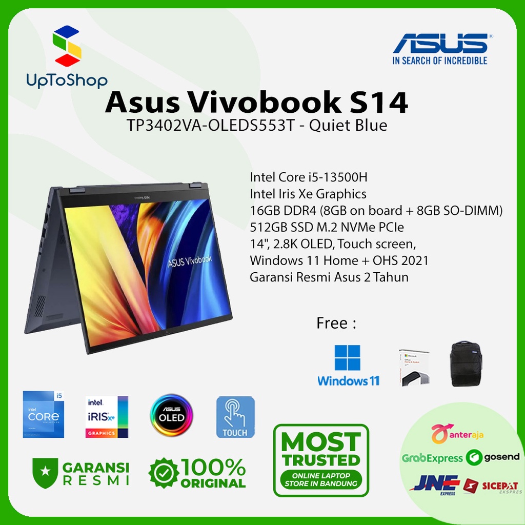 Jual Asus Vivobook S14 Flip TP3402VA OLEDS553T Core I5 13500H 16GB