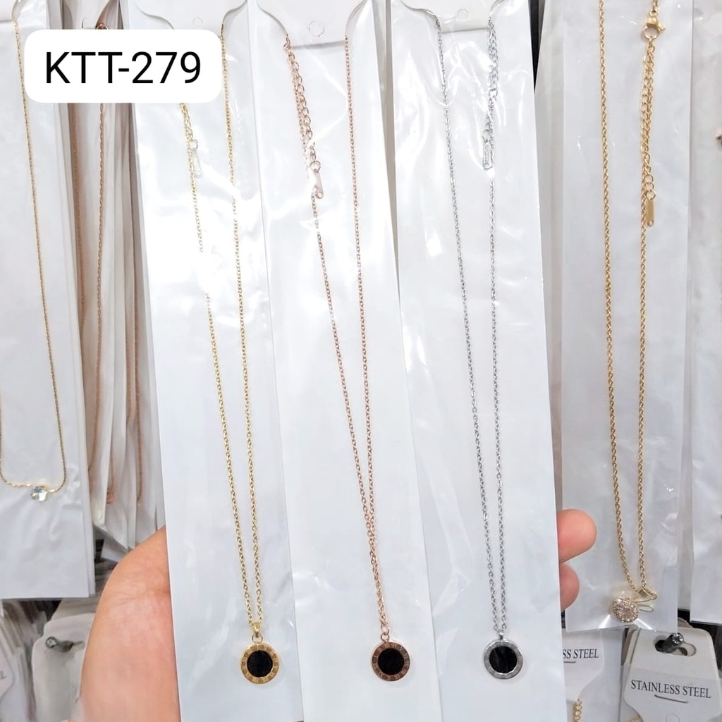 Jual Kalung Titanium Rantai Emas Gold Bulat Romawi Kalung Pria Wanita