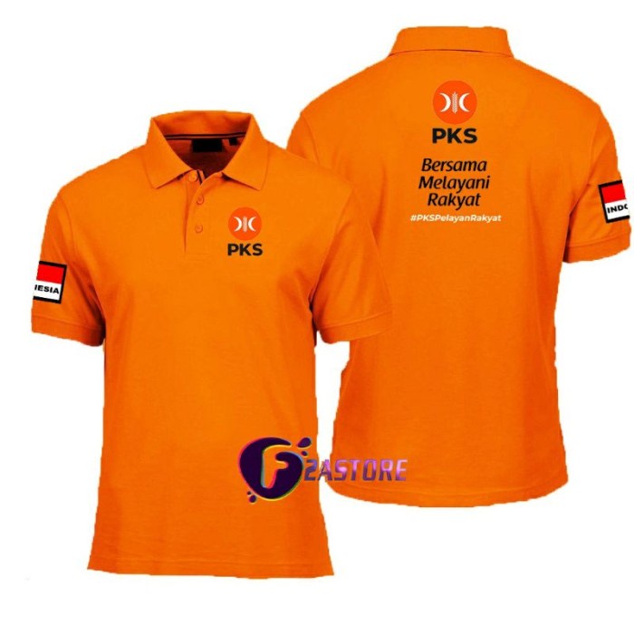 Jual T Shirts Polo Kerah Partai Pks Tasan Tangan Pendek Orange S