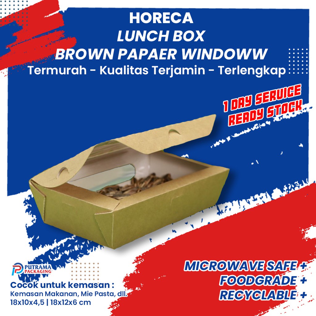 Jual Per Pcs Lunch Box Brown Paper Window Kotak Makan Paper Craft