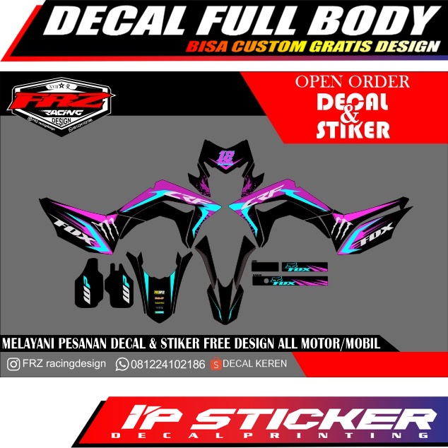 Jual Decal CRF Merah Hitam Motif Simpel Termurah Promo Awal Tahun