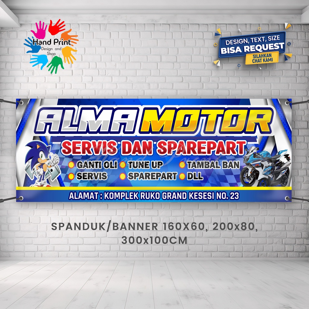 Jual Spanduk Banner MMT Bengkel Motor Service Motor Variasi Modif Motor