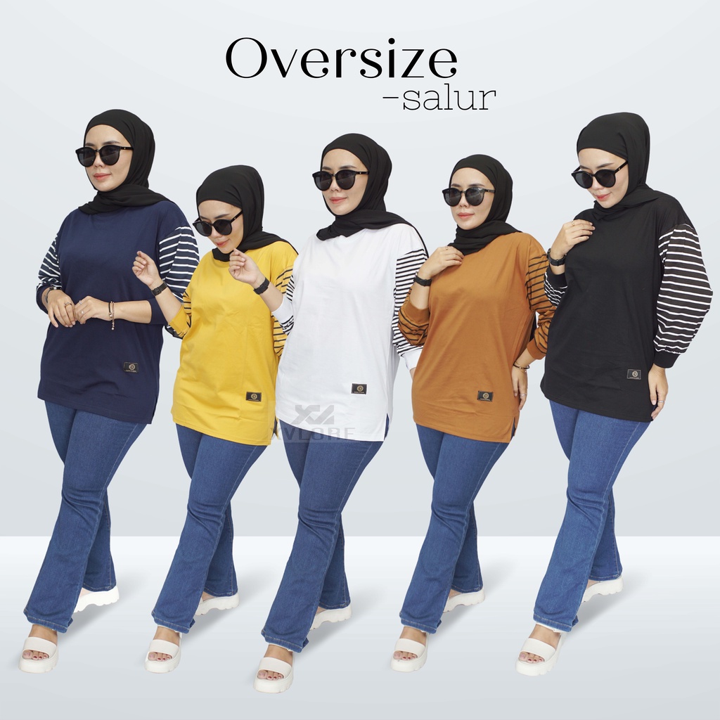 Jual Xvlore Kaos Atasan Lengan Panjang Wanita Premium Oversize Polos