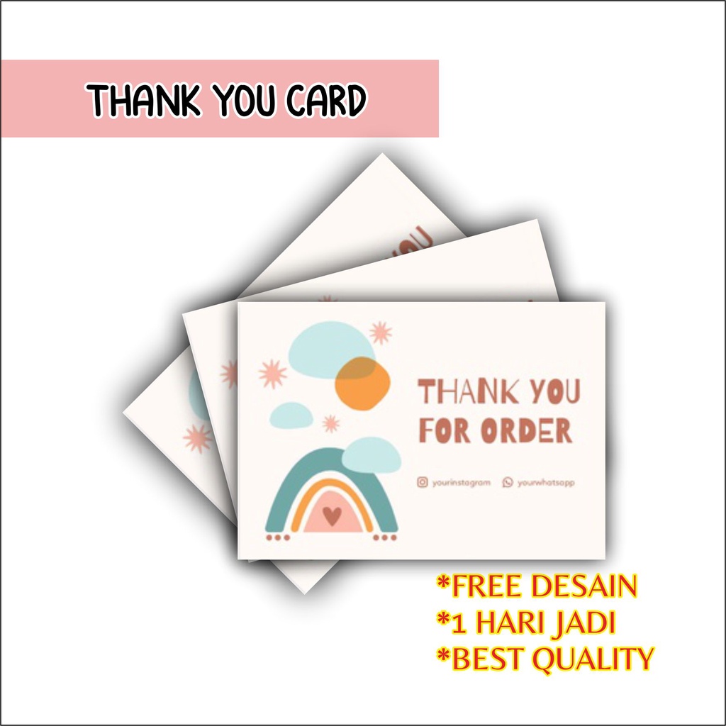 Jual Thank You Card Custom Kartu Ucapan Kartu Souvenir Thankyou Card