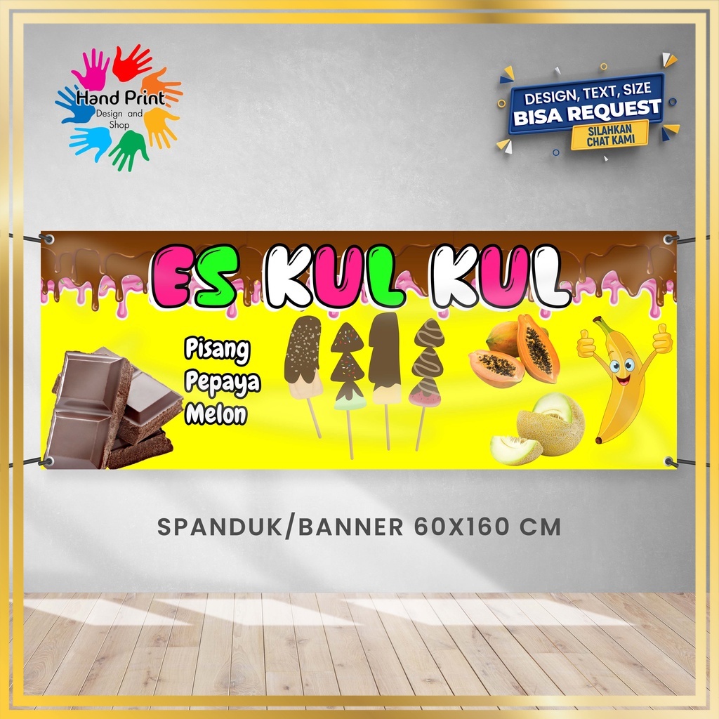 Jual Spanduk Banner Es Kul Kul Buah Coklat Warna Kuning Minuman Segar