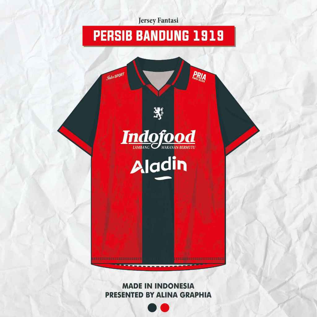 Jual Jersey Retro Persib Bandung Merah Hitam Fantasi Full Printing