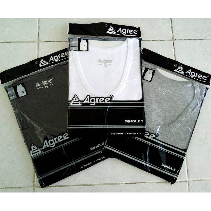 Jual Baju AGREE Kaos Dalam Singlet Pria Laki Size M L XL XXL Makassar