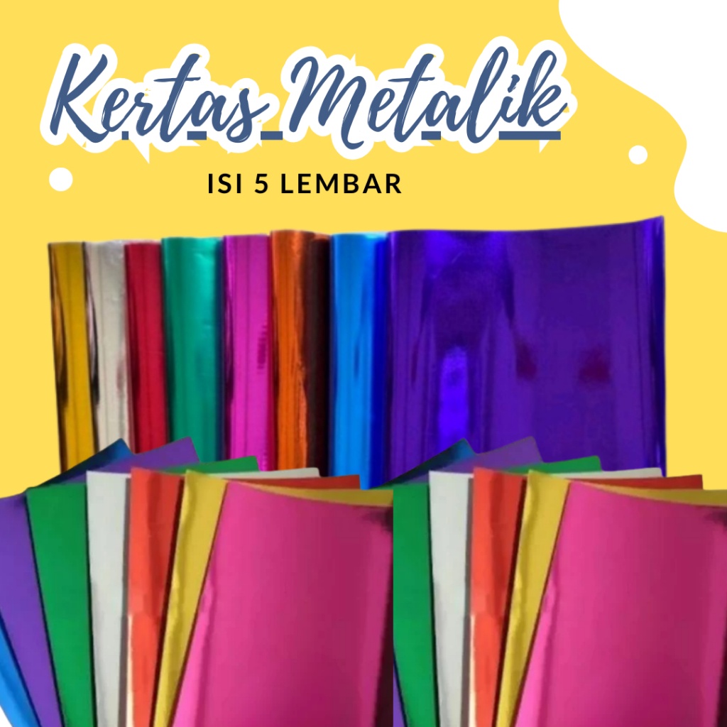 Jual 5pcs Kertas Metalik Kertas Gliter Kertas Kado Polos Gilap