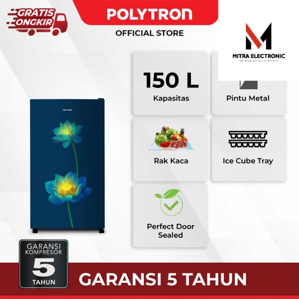 Jual POLYTRON Kulkas 1 Pintu Beauty Steel 150 Liter PRB 157LB Shopee