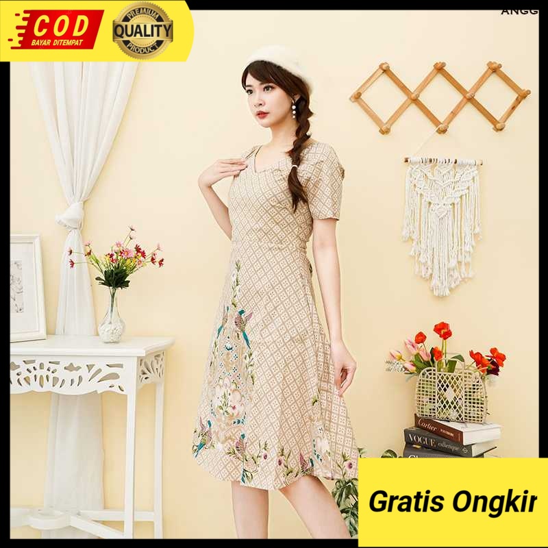 Jual Anggi Dress Batik Modern Wanita Gaun Terusan Jumbo Shopee Indonesia