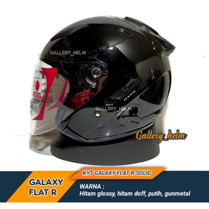 Jual KYT GALAXY FLAT R HITAM GLOSSY PAKET GANTENG LEOPARD HELM HALF