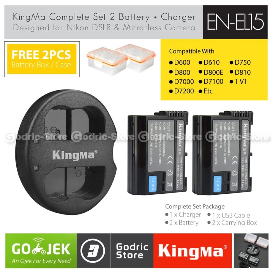 Jual KingMa Paket Complete Battery Charger Set EN EL15 D7100 D800 D810